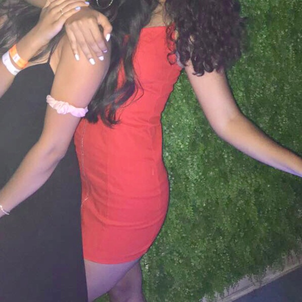 Zipper O Ring Mini Dress- Red